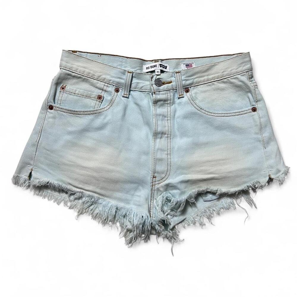 Levi’s Jeans Re/Done 501 Button Fly Light Bleach Wash Denim Cutoff Shorts 32”